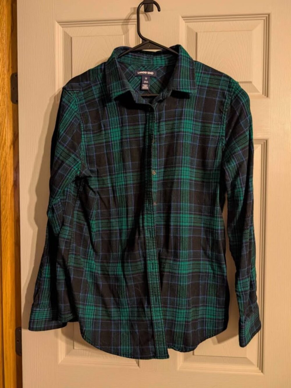 Lands end flannel plaid button up size 12